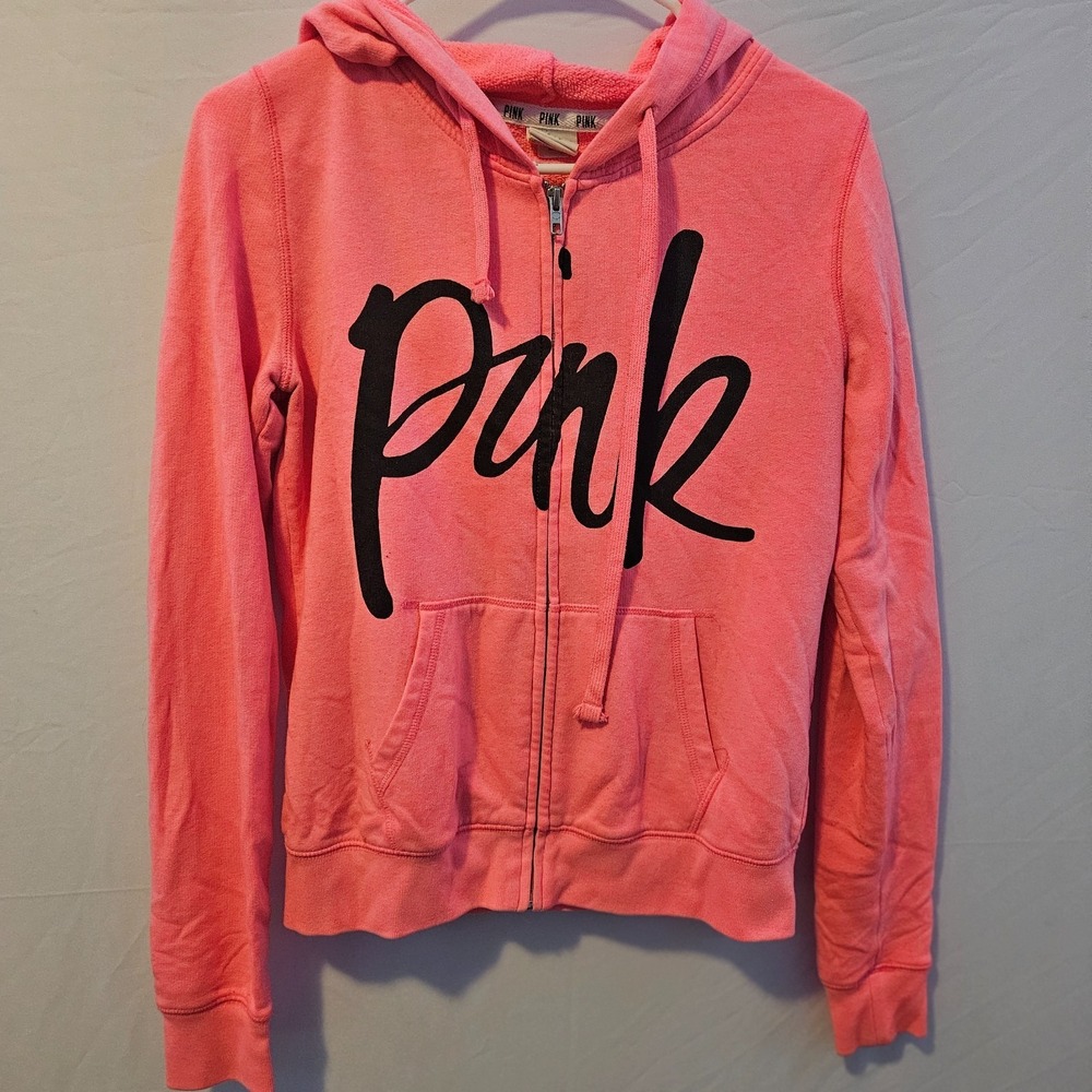 Victoria Secret Women's Hoodie Sz Small Pink W/ Black *PINK*